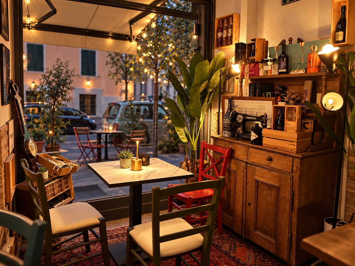 Tavolino vicino alla vetrina del bistrot
